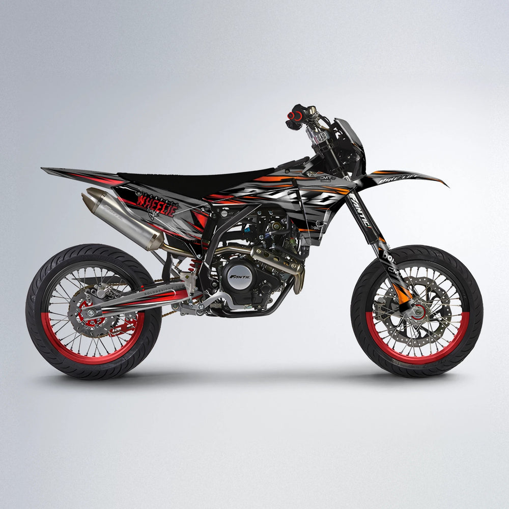 KLING Fantic supermoto graphics kit in Red & Orange