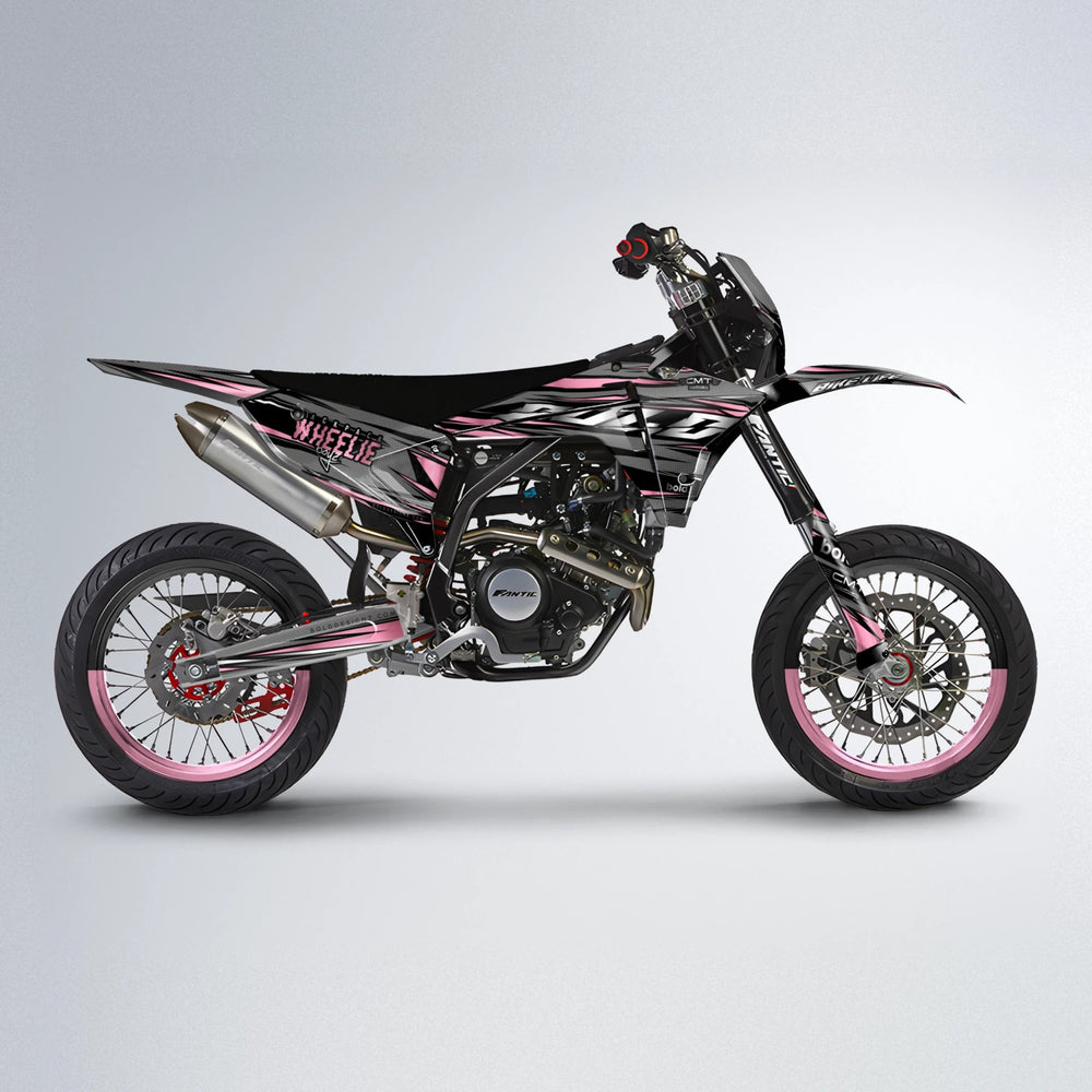 KLING Fantic supermoto graphics kit in Sakura Pink