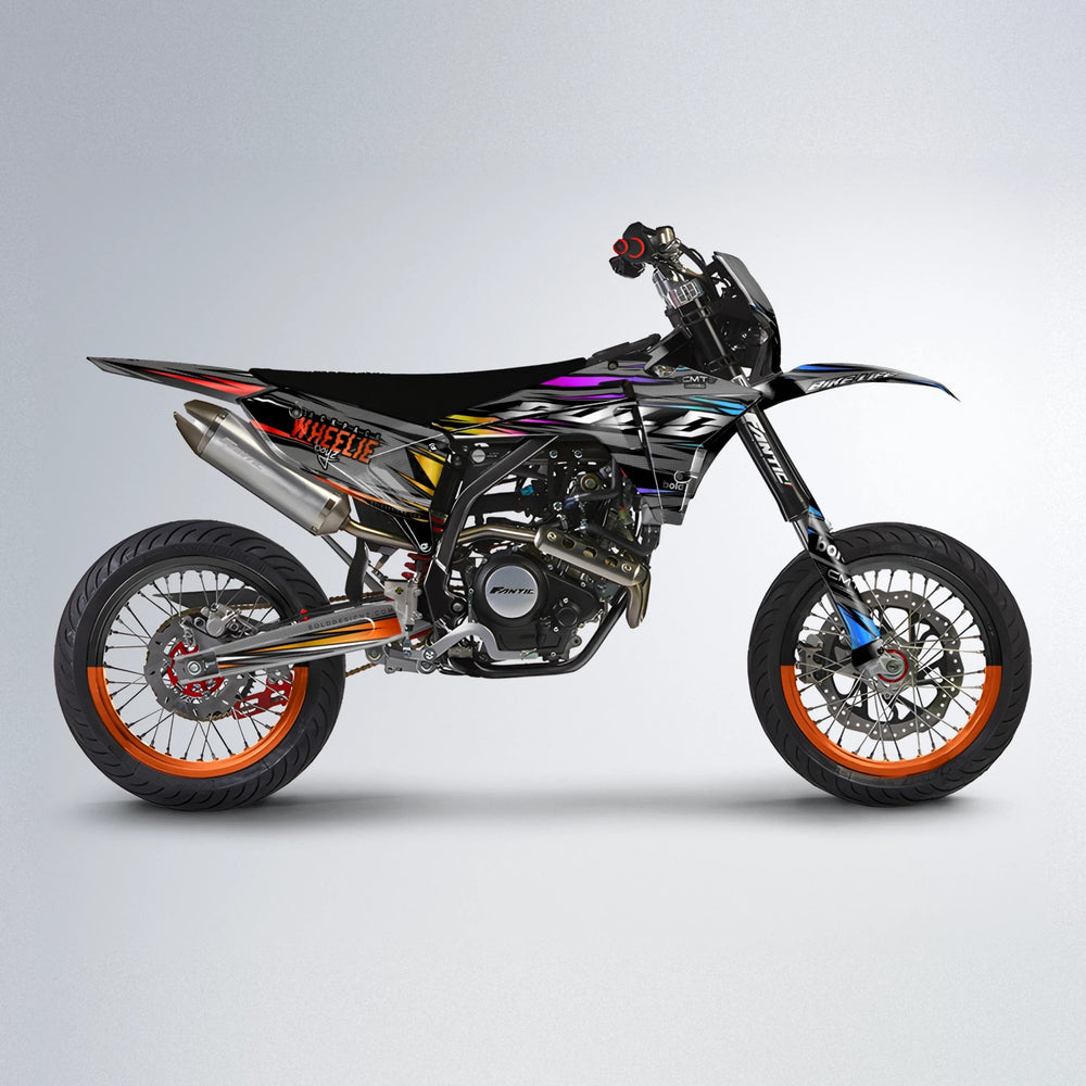 KLING Fantic supermoto graphics kit in Sunset Fade