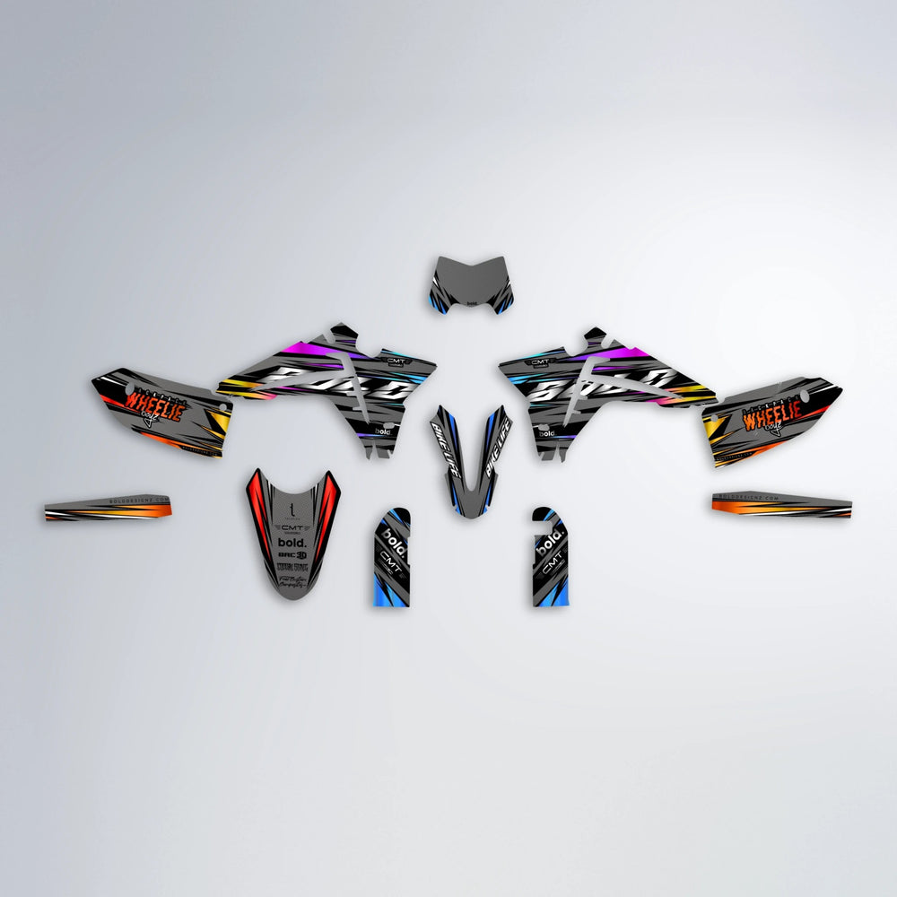KLING Fantic graphics kit parts layout in Sunset Fade