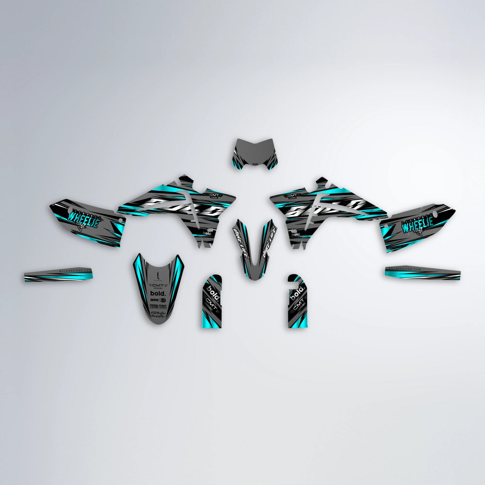 KLING Fantic graphics kit parts layout in Teal