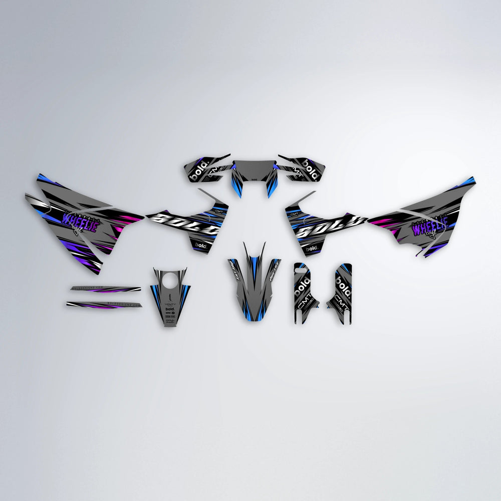 KLING Husqvarna 701 graphics kit parts layout in Blue Purple Fade