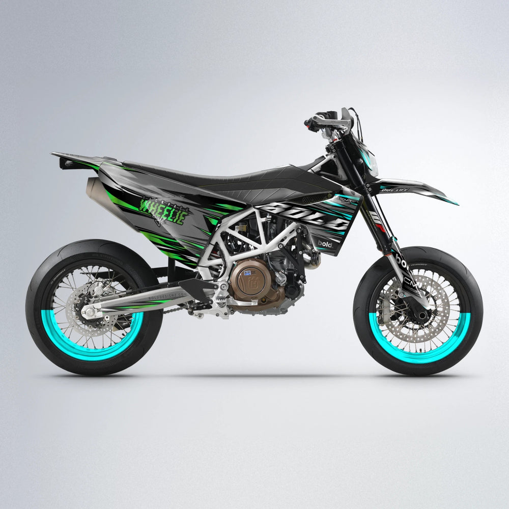 KLING Husqvarna 701 supermoto graphics kit in Cyan & Green