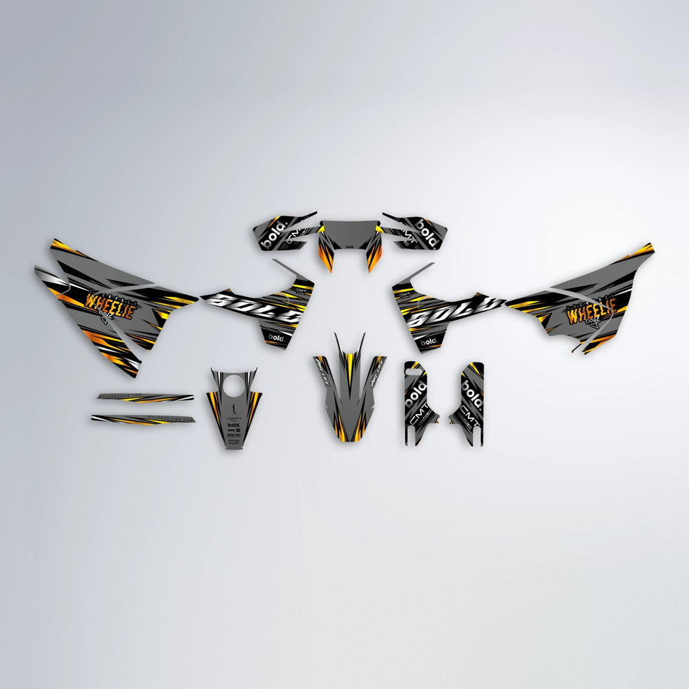 KLING Husqvarna 701 graphics kit parts layout in Orange & Yellow