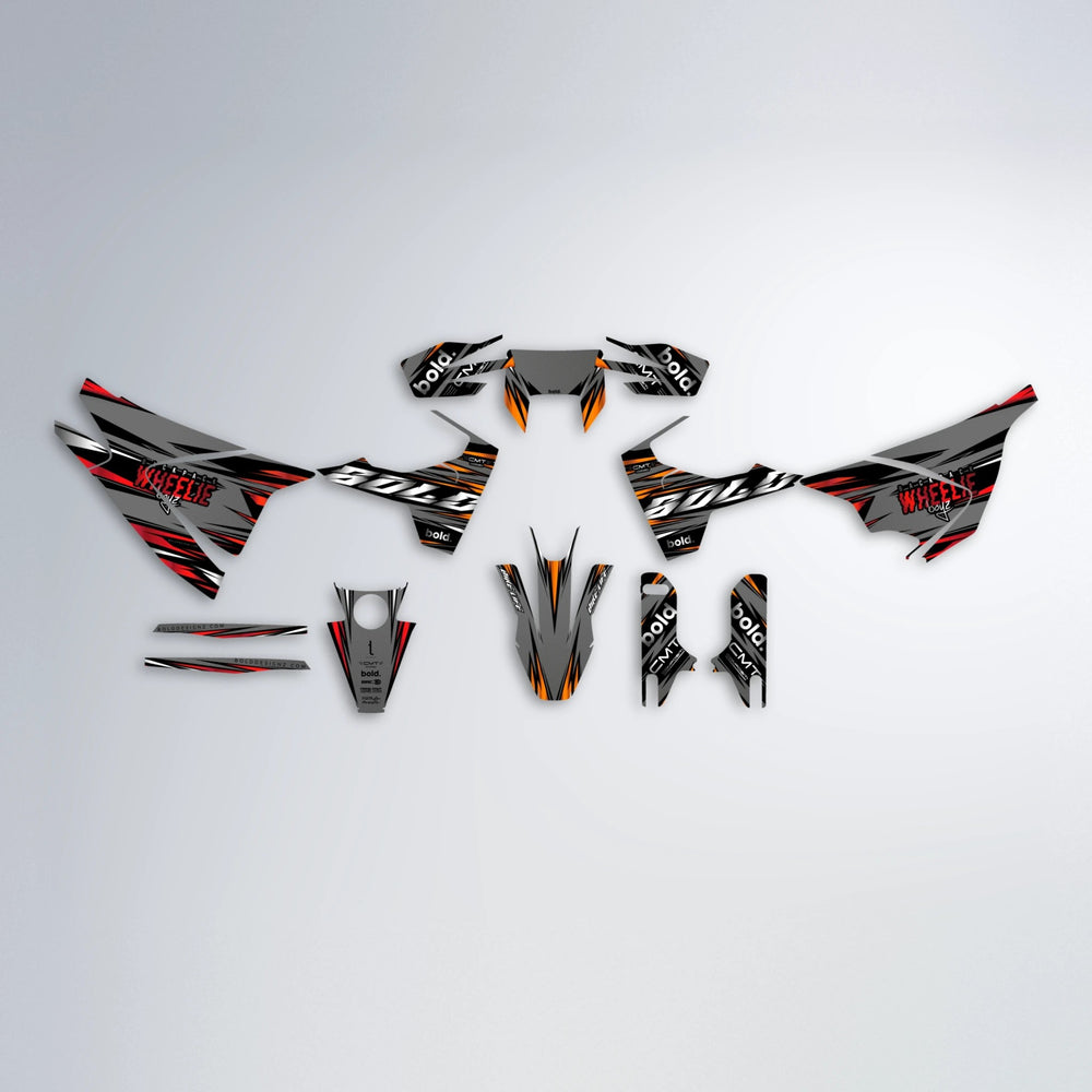 KLING Husqvarna 701 graphics kit parts layout in Red & Orange