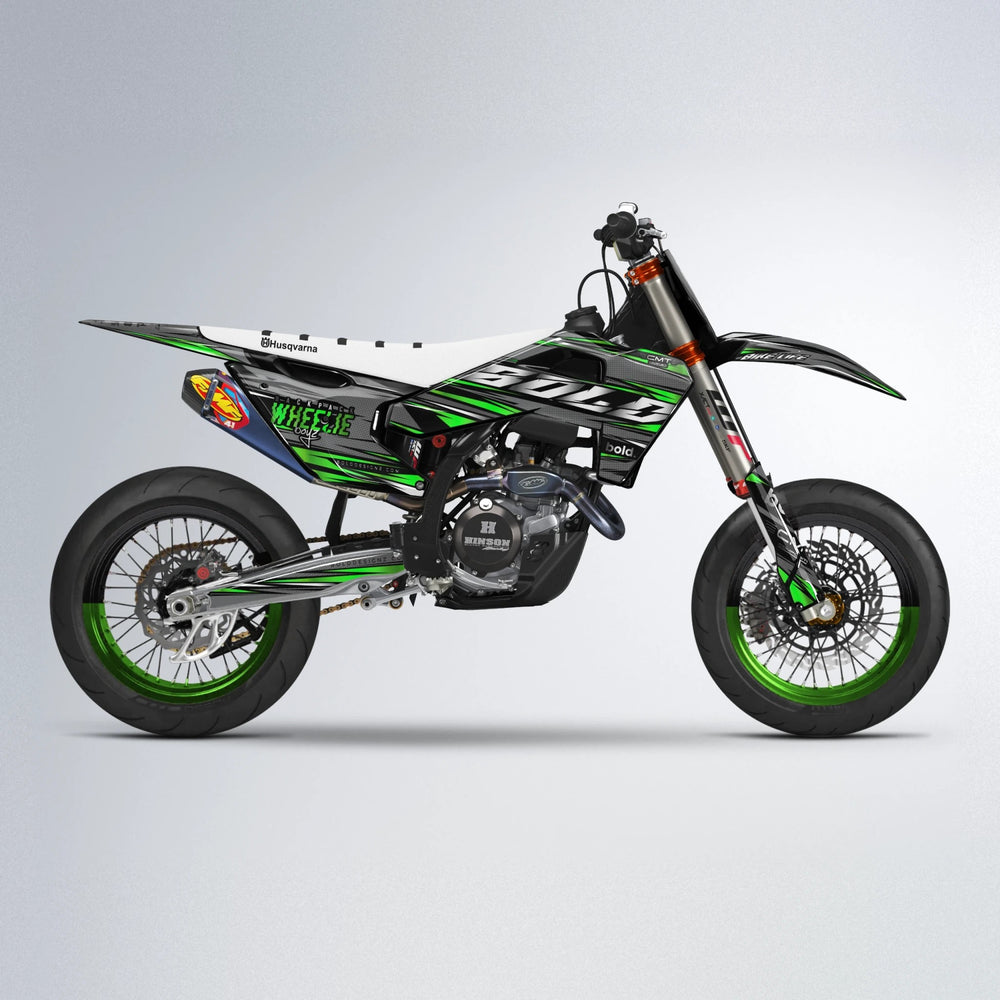 KLING Husqvarna FE/TE supermoto graphics kit in Green