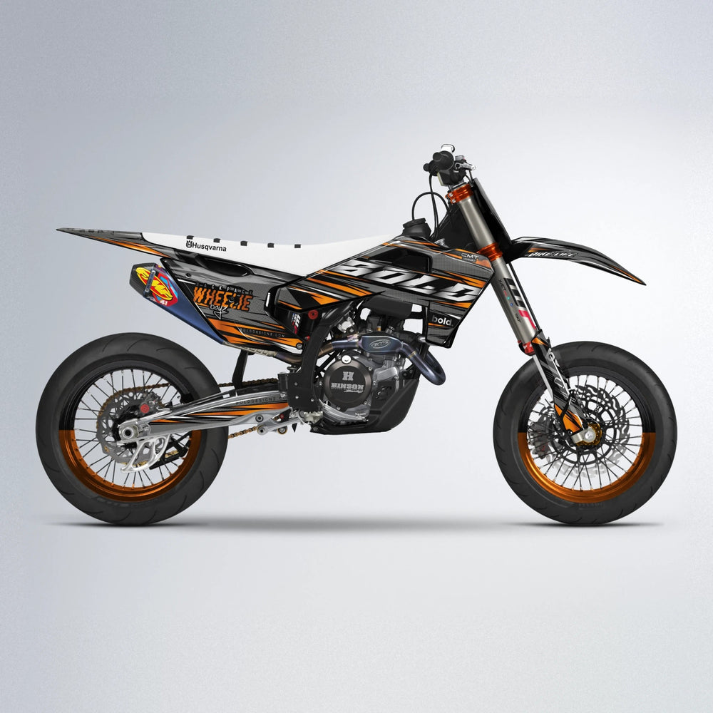 KLING Husqvarna FE/TE supermoto graphics kit in Orange