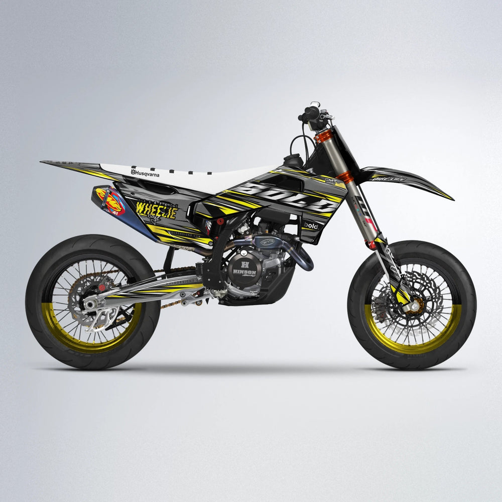 KLING Husqvarna FE/TE supermoto graphics kit in Yellow