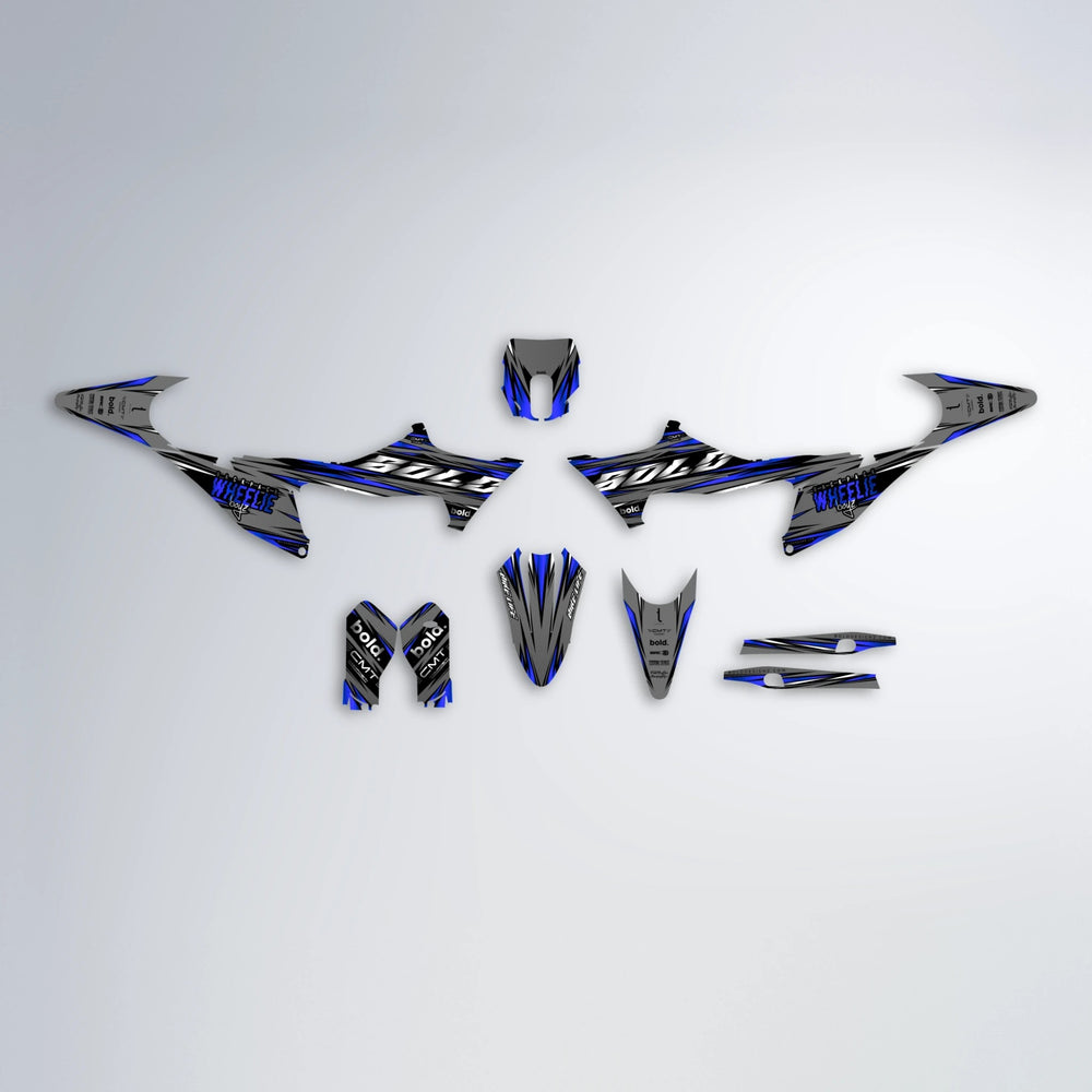 KLING Stark Varg MX graphics kit parts layout in Blue