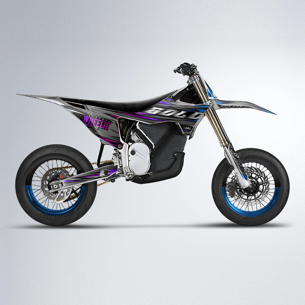 KLING Stark Varg SM supermoto graphics kit in Blue Purple Fade
