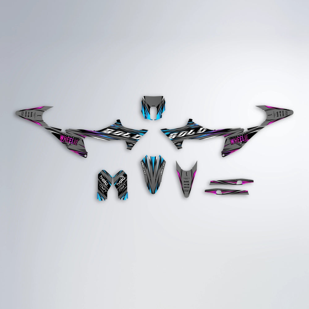 KLING Stark Varg SM graphics kit parts layout in Pink & Light Blue