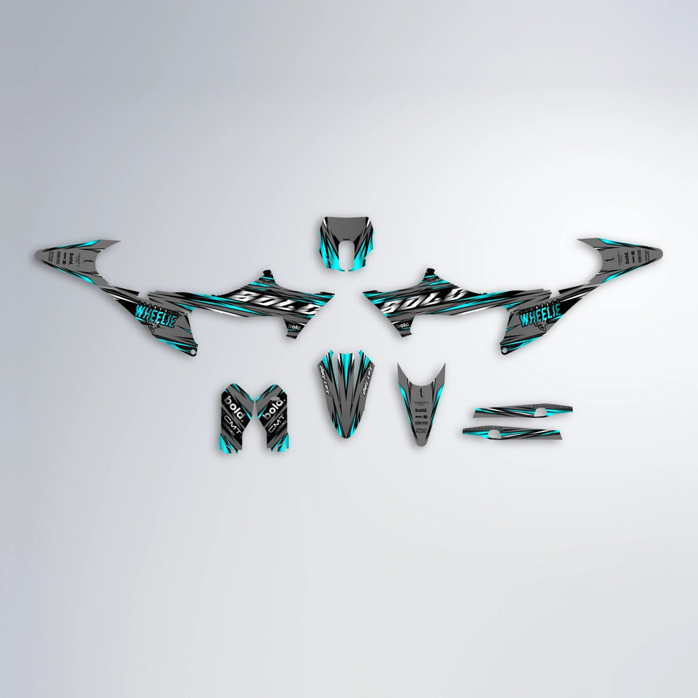 KLING Stark Varg SM graphics kit parts layout in Teal