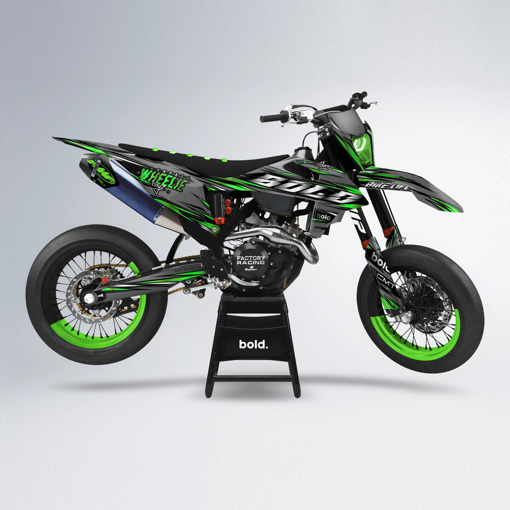 KLING supermoto graphics kit in Green