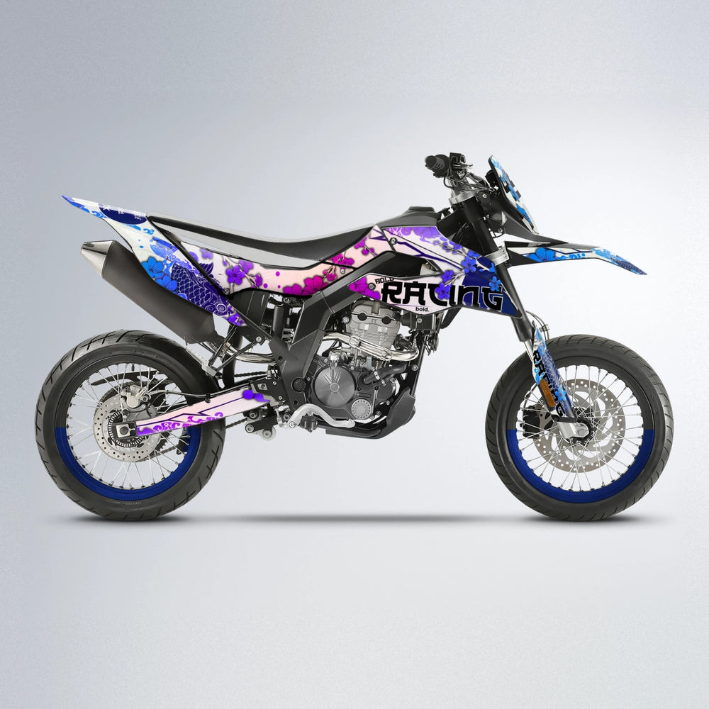 KOI Aprilia SX 125 supermoto graphics kit in Blue Purple Fade