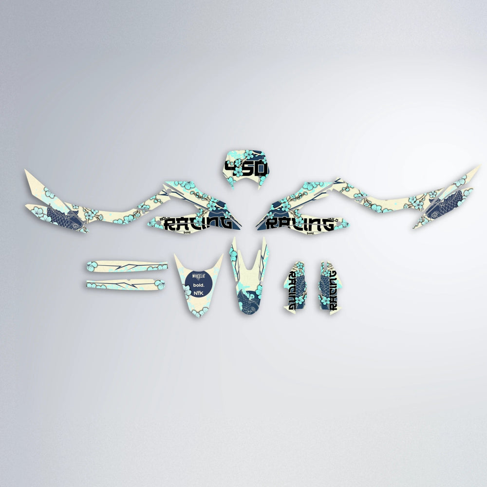 KOI Aprilia SX 125 graphics kit parts layout in Mint