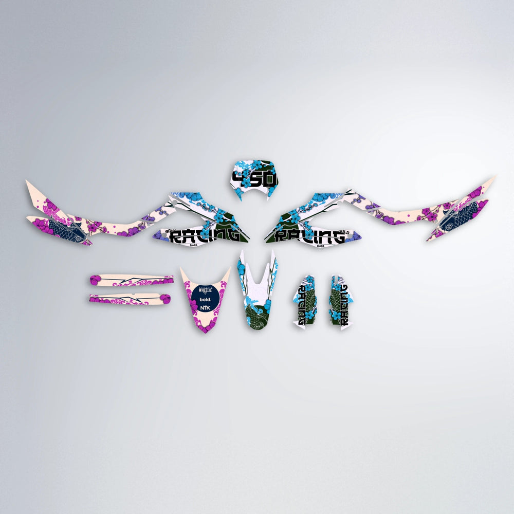 KOI Aprilia SX 125 graphics kit parts layout in Pink & Light Blue