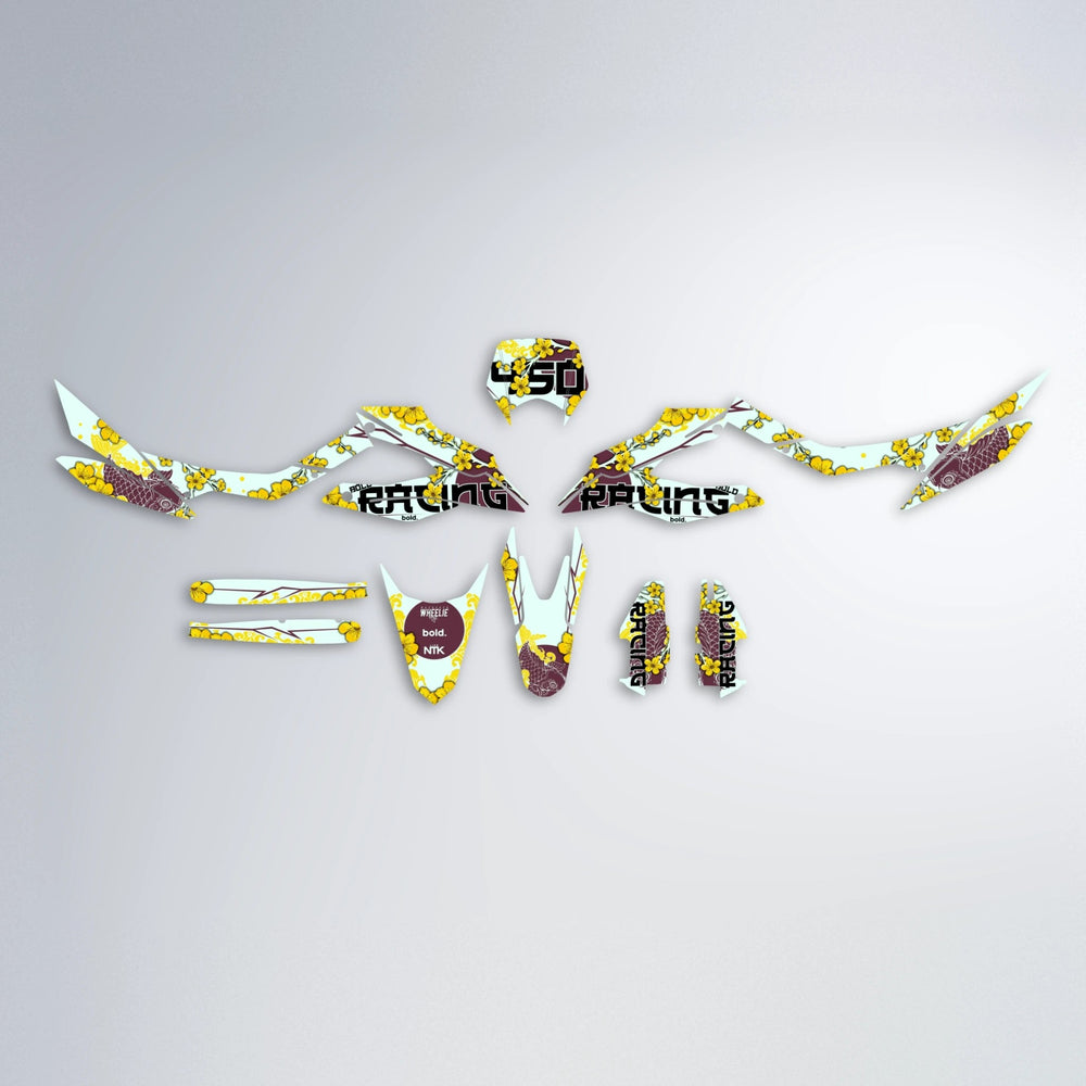 KOI Aprilia SX 125 graphics kit parts layout in Yellow