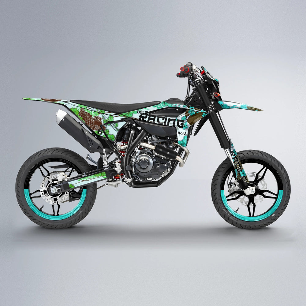KOI Beta supermoto graphics kit in Cyan & Green