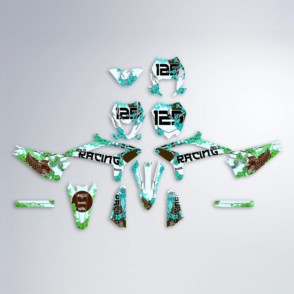 KOI Beta graphics kit parts layout in Cyan & Green