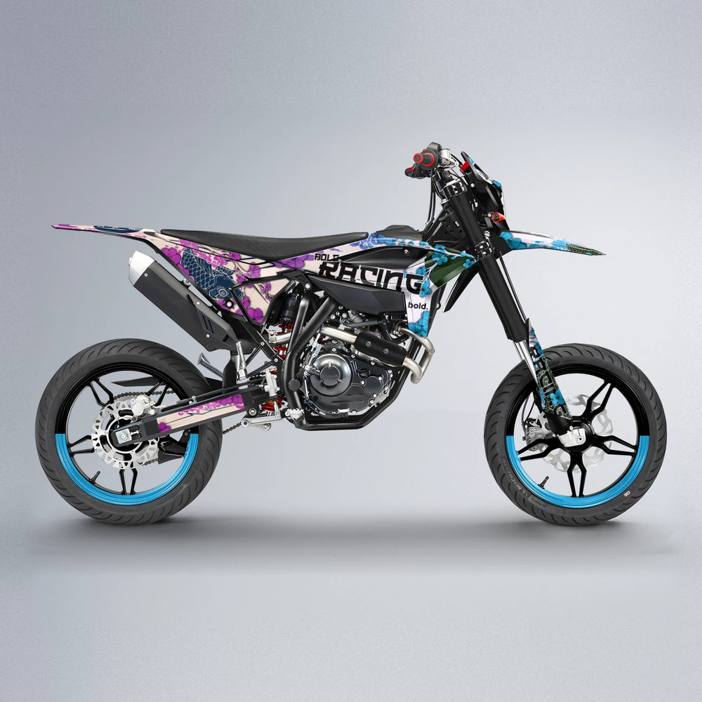 KOI Beta supermoto graphics kit in Pink & Light Blue