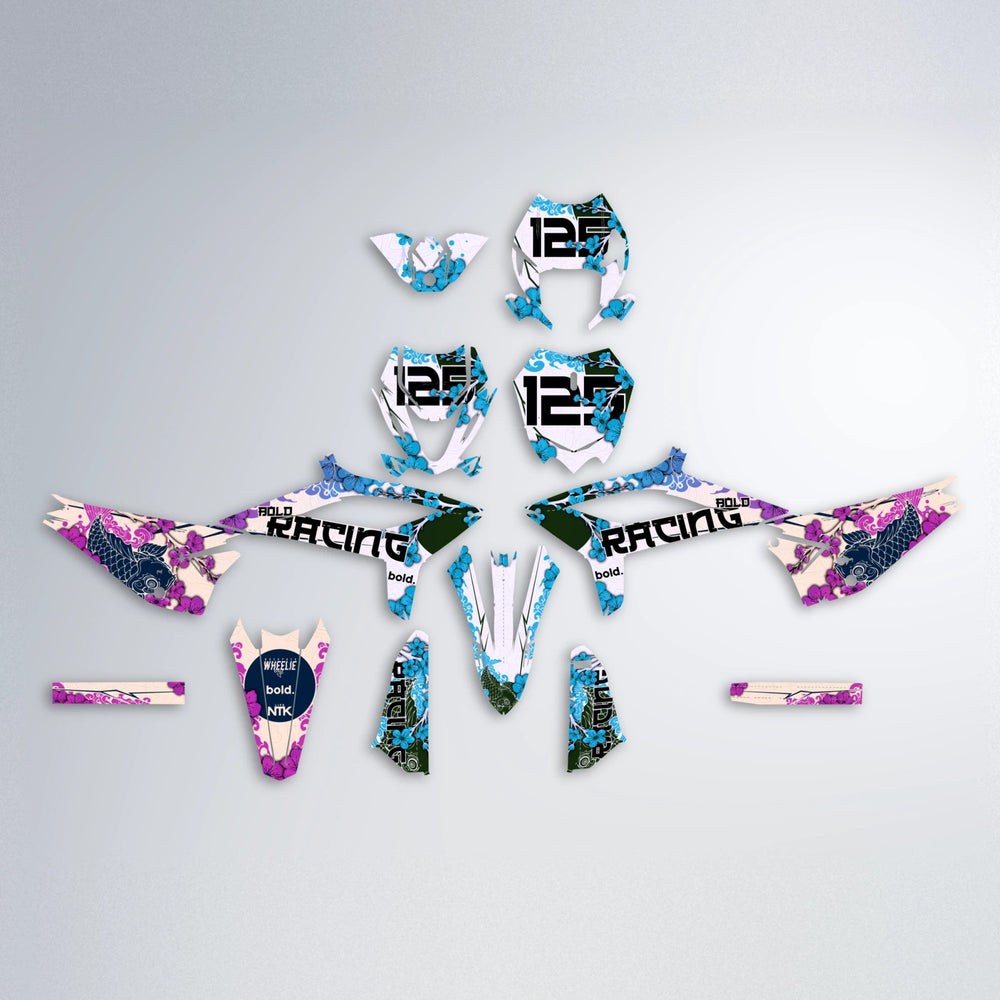 KOI Beta graphics kit parts layout in Pink & Light Blue