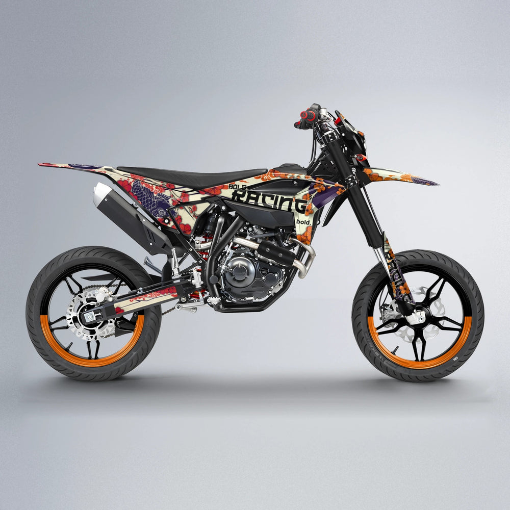 KOI Beta supermoto graphics kit in Red & Orange