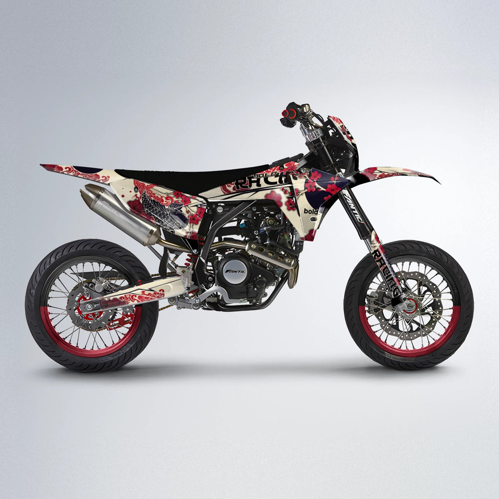 KOI Fantic supermoto graphics kit in Black & Red