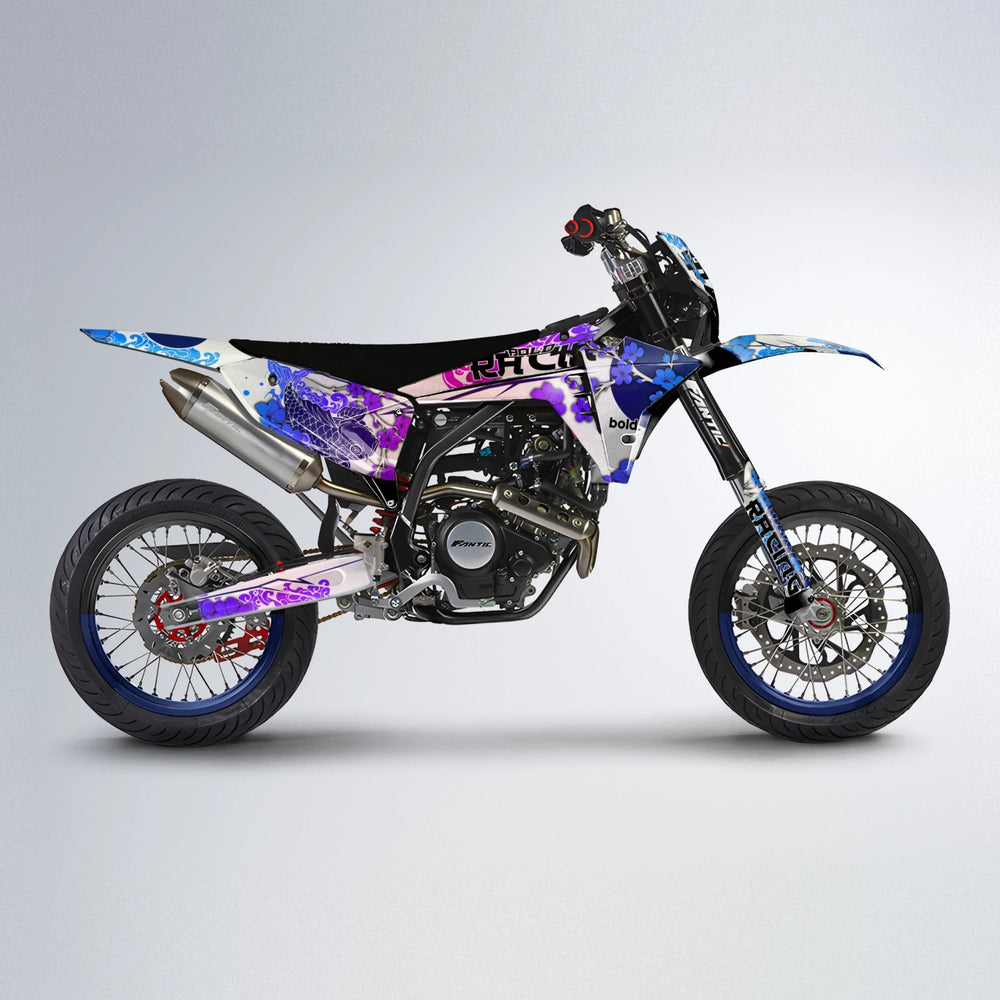 KOI Fantic supermoto graphics kit in Blue Purple Fade