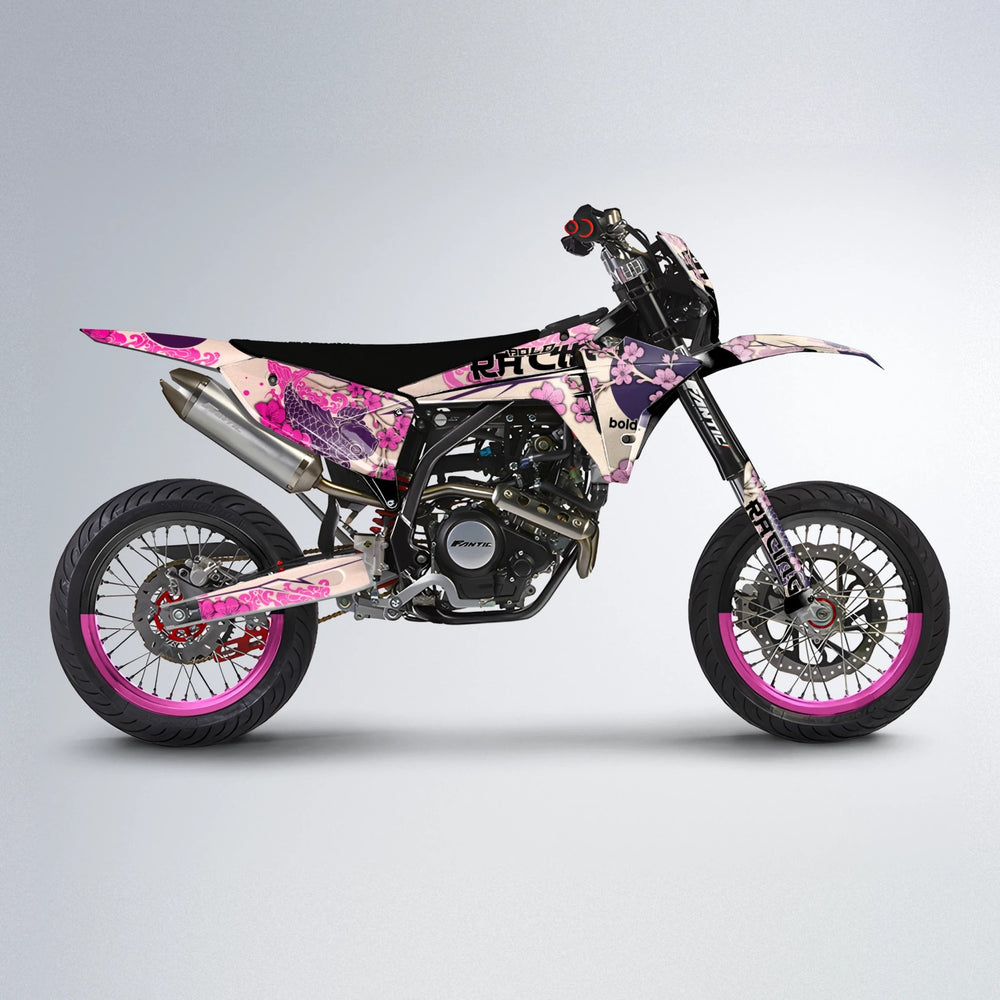 KOI Fantic supermoto graphics kit in Flamingo