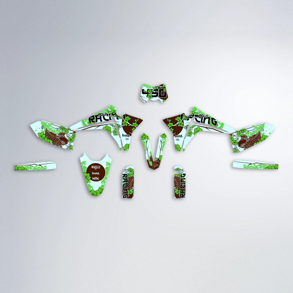 KOI Fantic graphics kit parts layout in Green