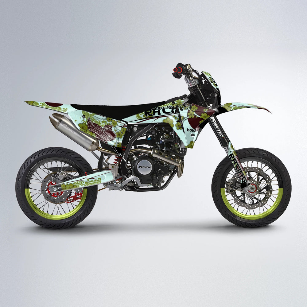 KOI Fantic supermoto graphics kit in Olive