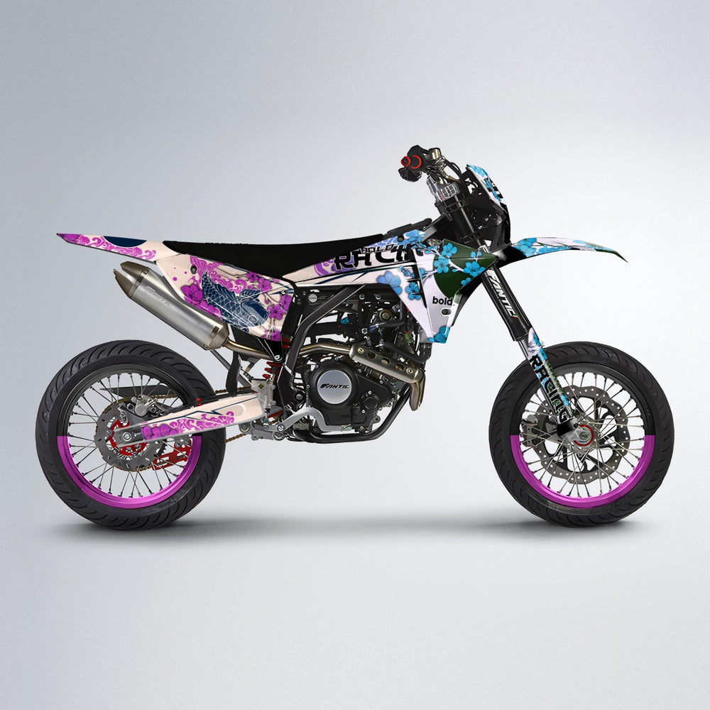 KOI Fantic supermoto graphics kit in Pink & Light Blue