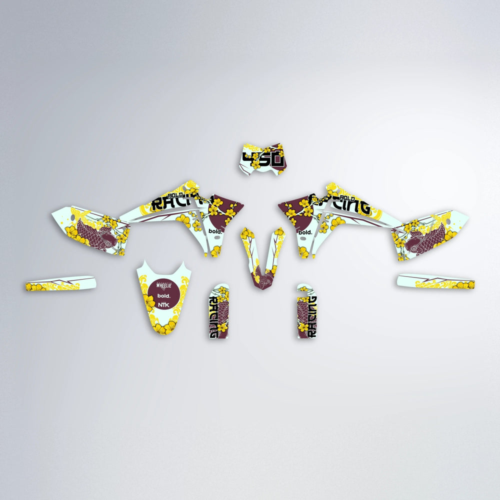 KOI Fantic graphics kit parts layout in Yellow