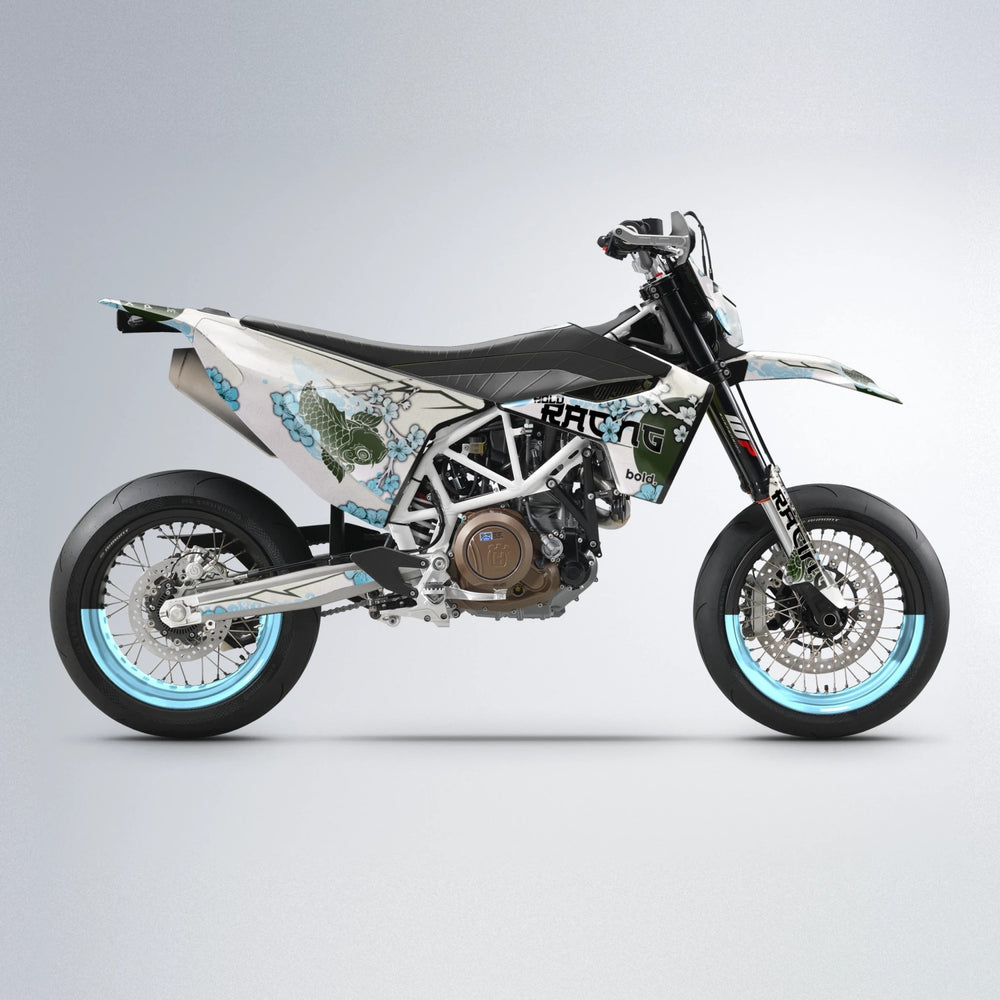 KOI Husqvarna 701 supermoto graphics kit in Light Blue & White