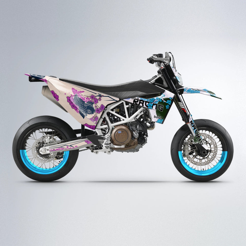 KOI Husqvarna 701 supermoto graphics kit in Pink & Light Blue