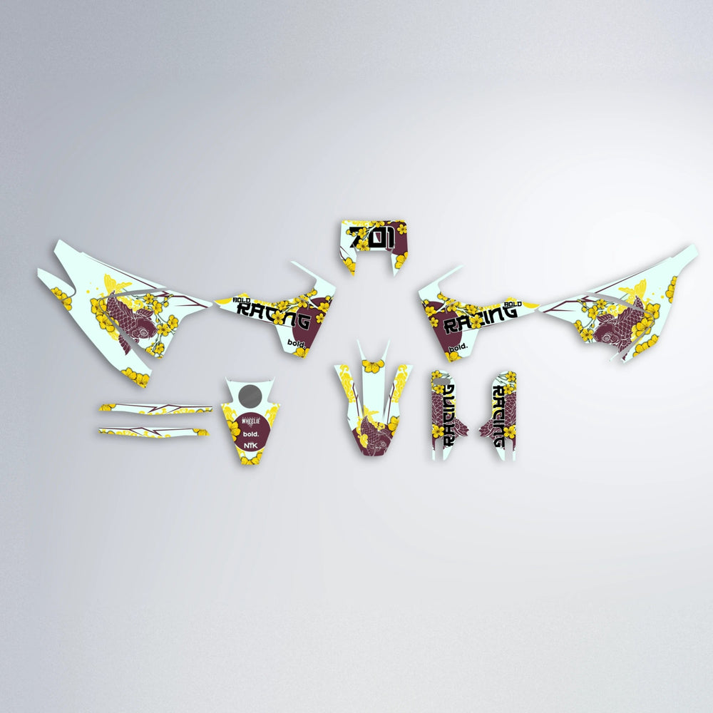 KOI Husqvarna 701 graphics kit parts layout in Yellow