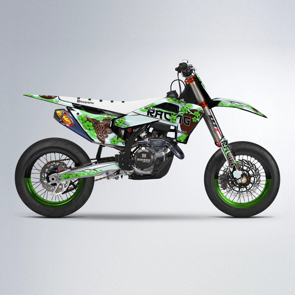 KOI Husqvarna FE/TE supermoto graphics kit in Green