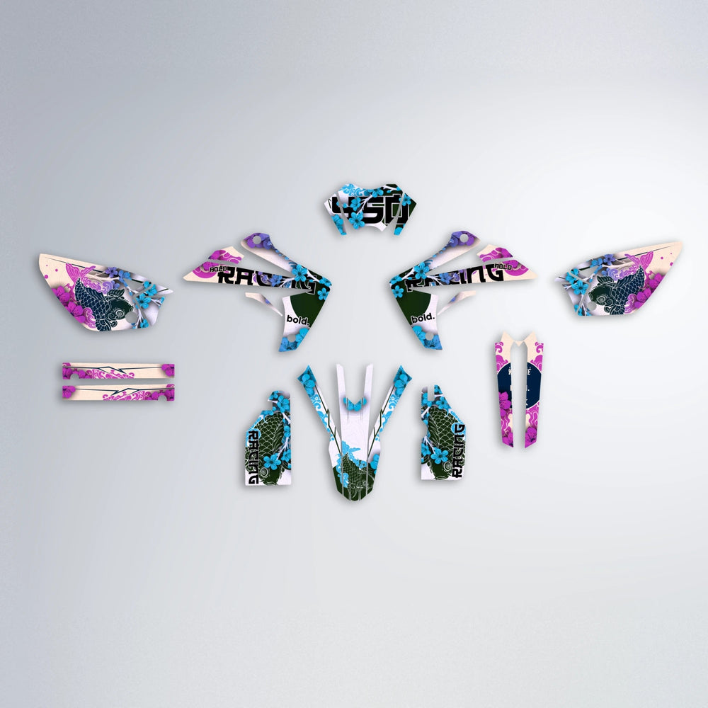 KOI Rieju MRT graphics kit parts layout in Pink & Light Blue