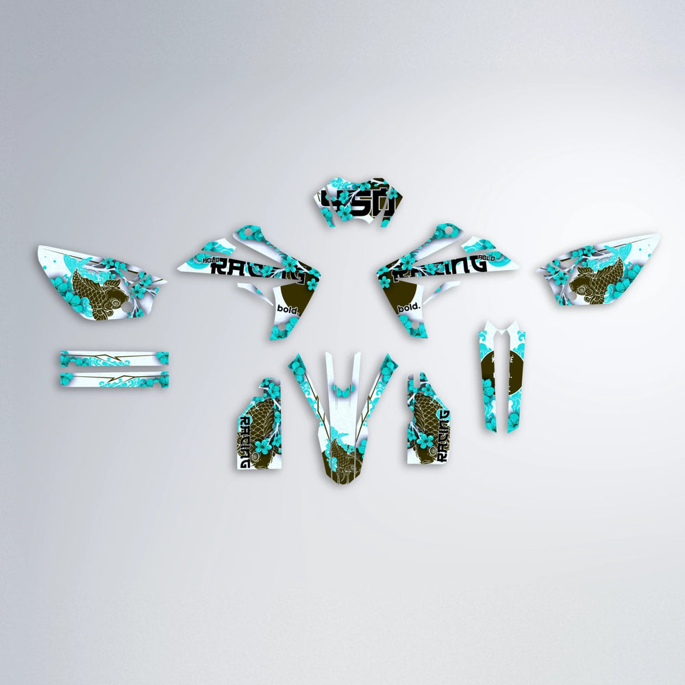 KOI Rieju MRT graphics kit parts layout in Teal