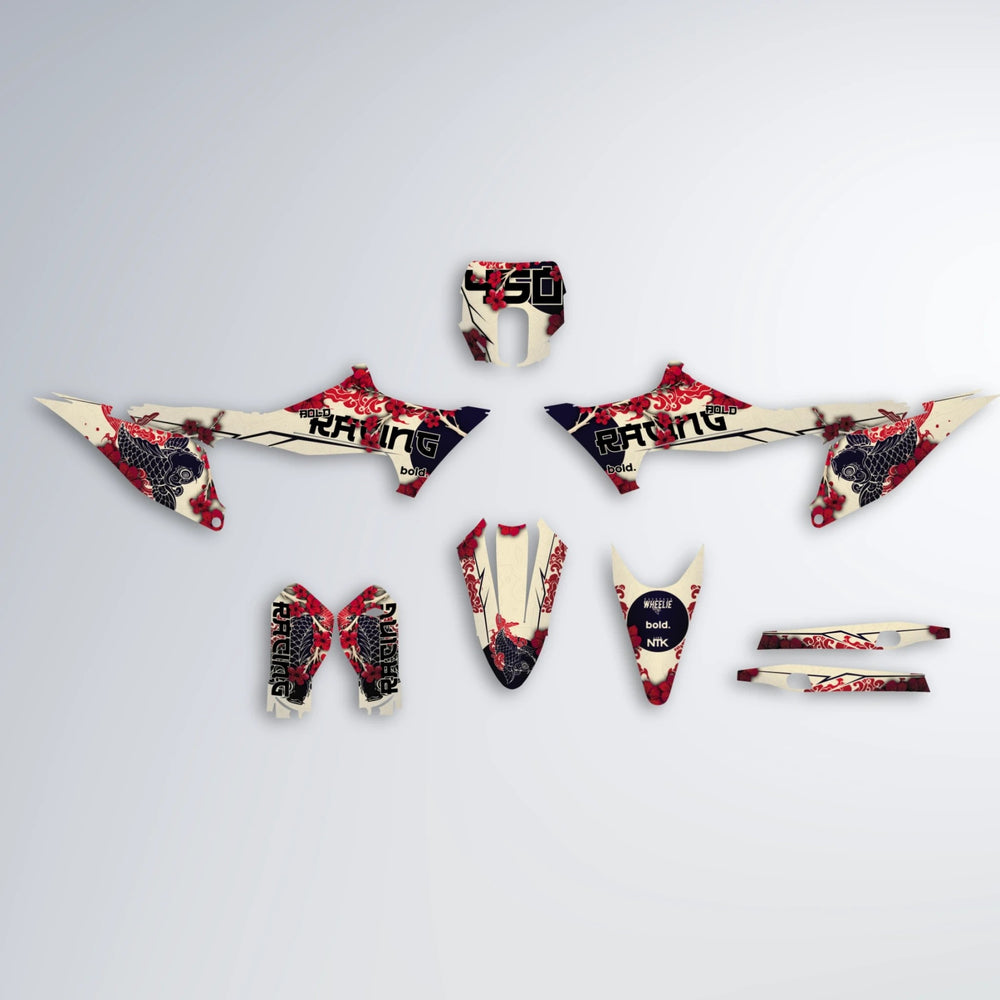 KOI Stark Varg SM graphics kit parts layout in Black & Red