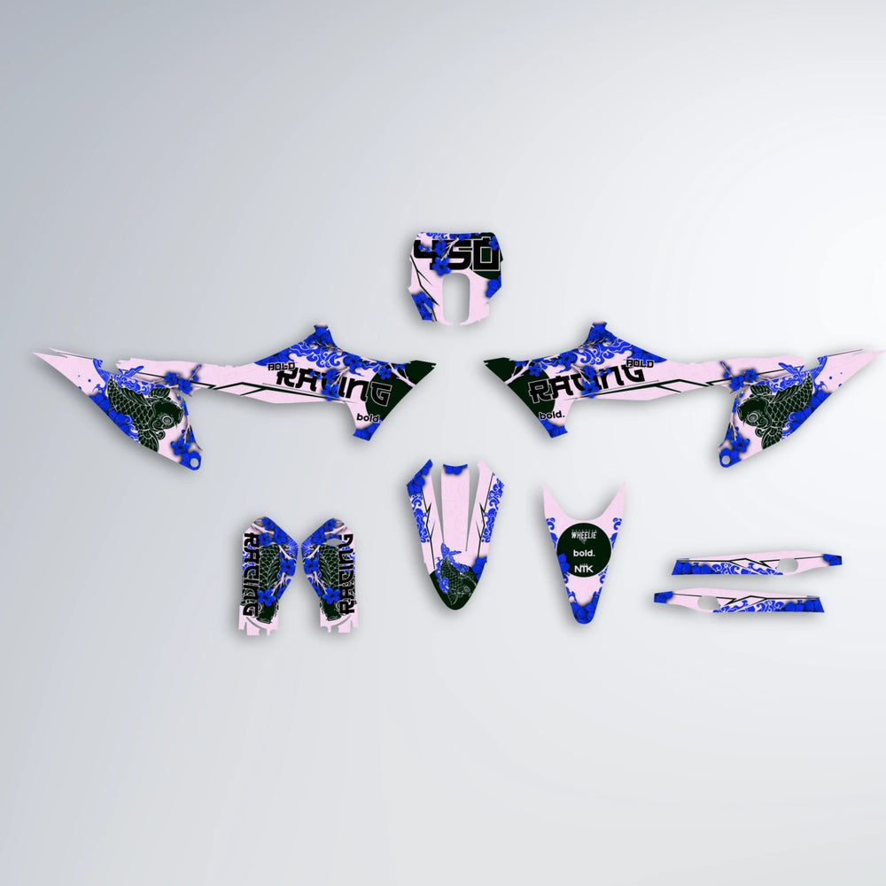 KOI Stark Varg SM graphics kit parts layout in Blue