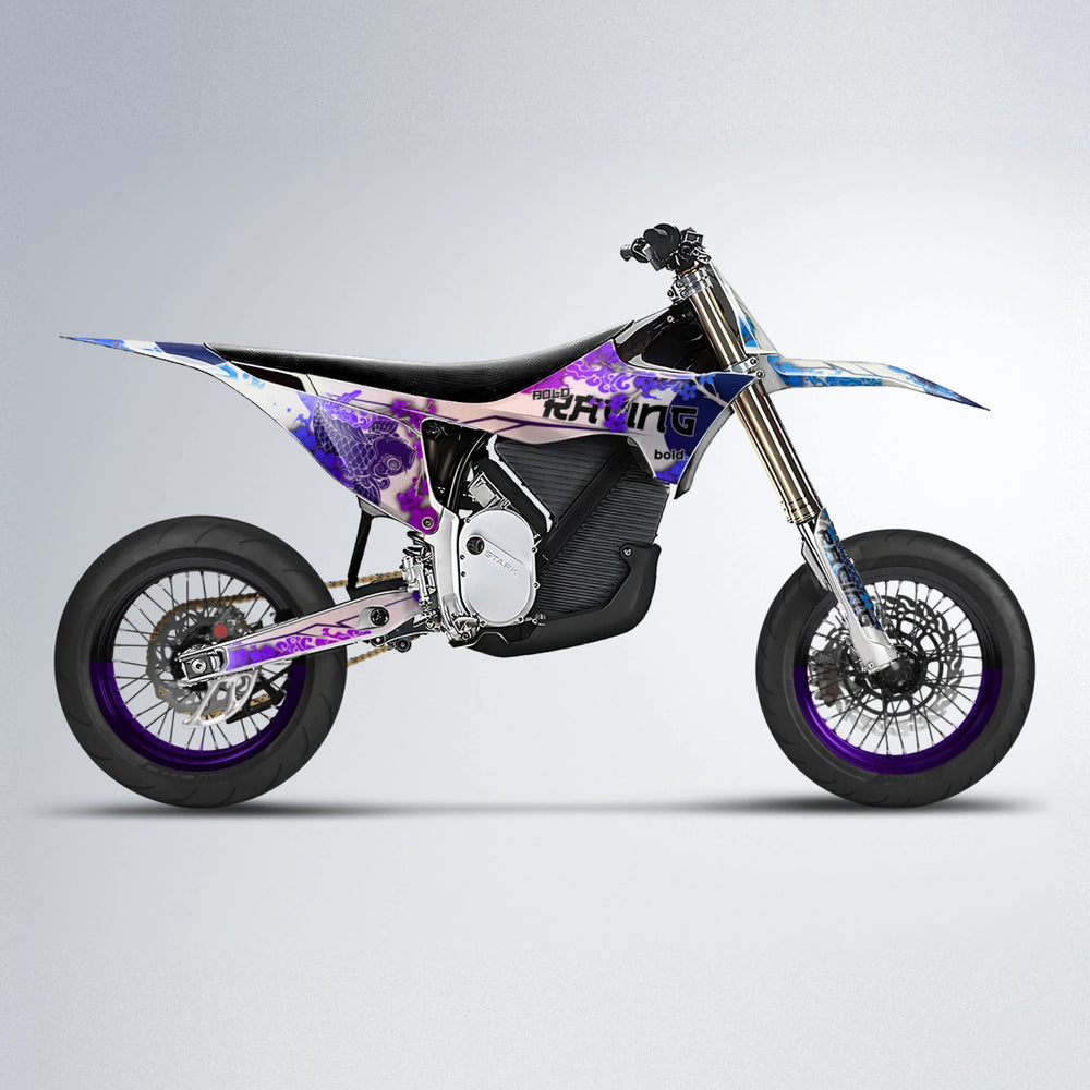 KOI Stark Varg SM supermoto graphics kit in Blue Purple Fade