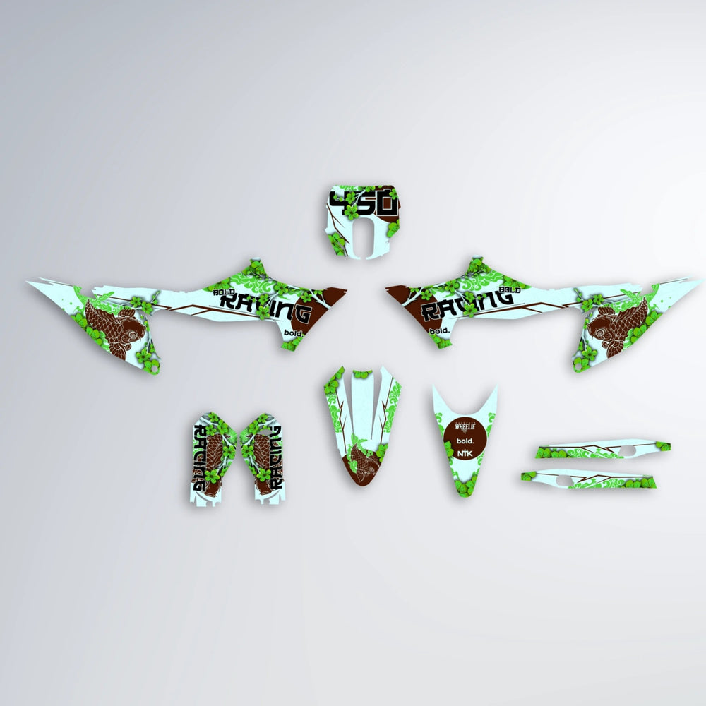 KOI Stark Varg SM graphics kit parts layout in Green