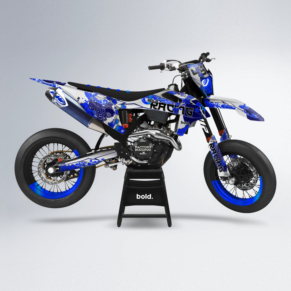 KOI supermoto graphics kit in Blue Chrome
