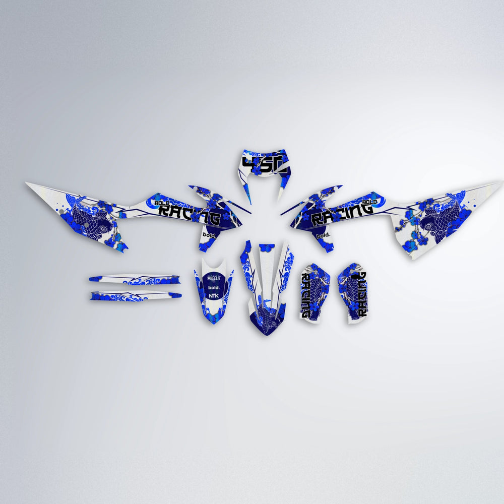 KOI graphics kit parts layout in Blue Chrome