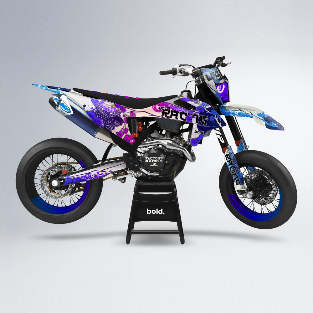 KOI supermoto graphics kit in Blue Purple Fade