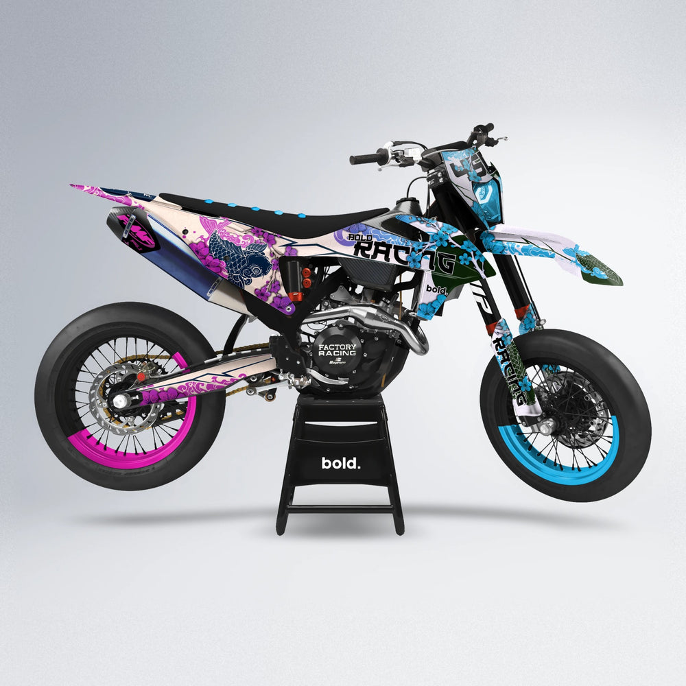 KOI supermoto graphics kit in Pink & Light Blue