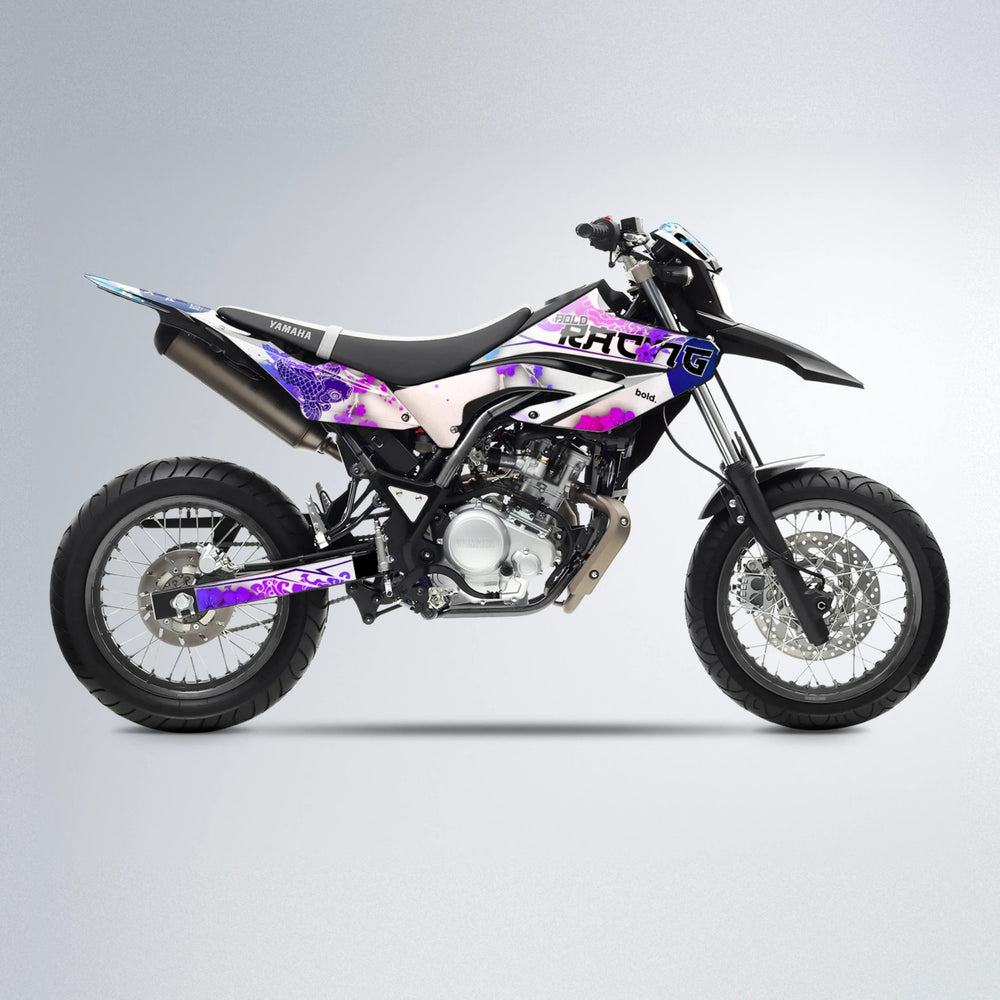 KOI Yamaha WR 125X supermoto graphics kit in Blue Purple Fade