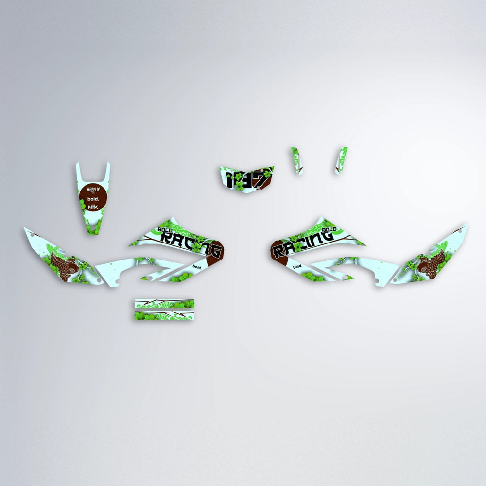 KOI Yamaha WR 125X graphics kit parts layout in Green