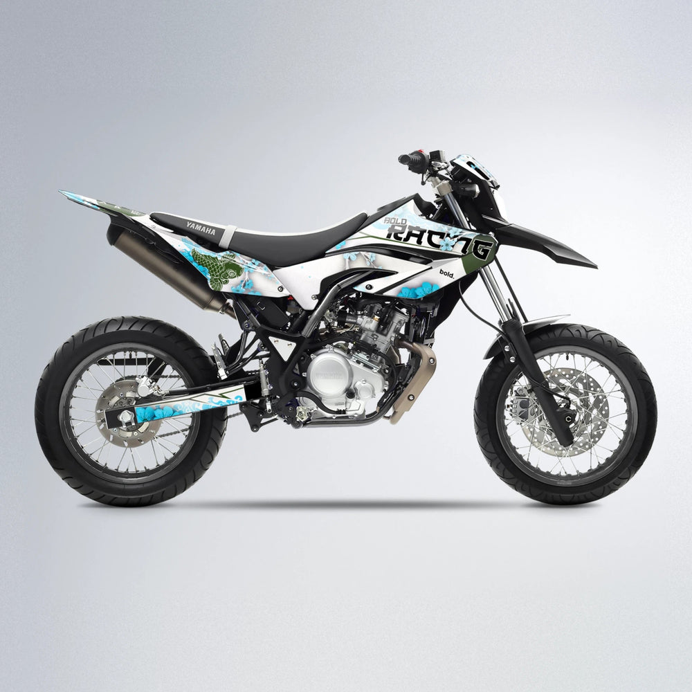 KOI Yamaha WR 125X supermoto graphics kit in Light Blue & White
